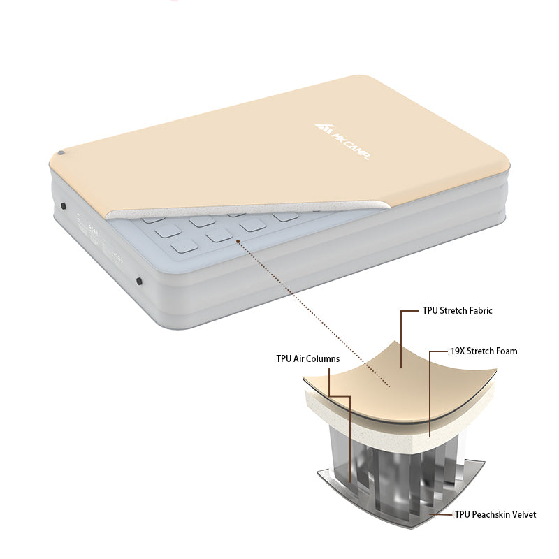 MKCAMP Comfortable Inflatable Double Layer Air Mattress Cloud Bed