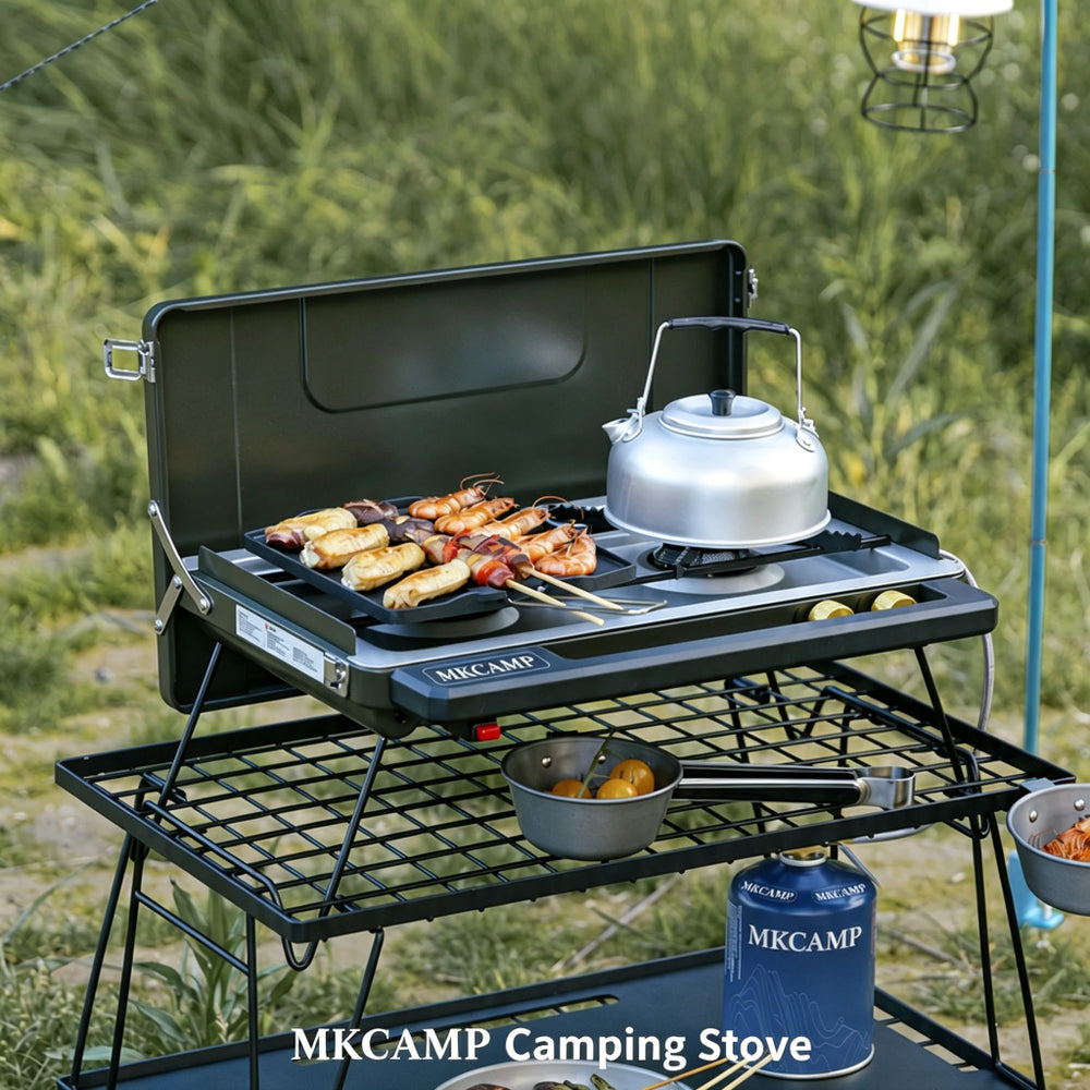 MKCAMP Portable Camping Stove Dual Burner Gas Cooker