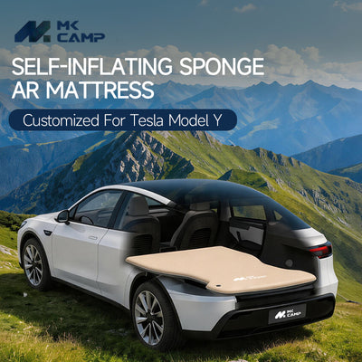 MKCAMP Self-Inflating Car Mattress, 1:1 Molded Custom Fit for Tesla Model Y, Sponge Camping Sleeping Pad for Car Overnight Road Trip