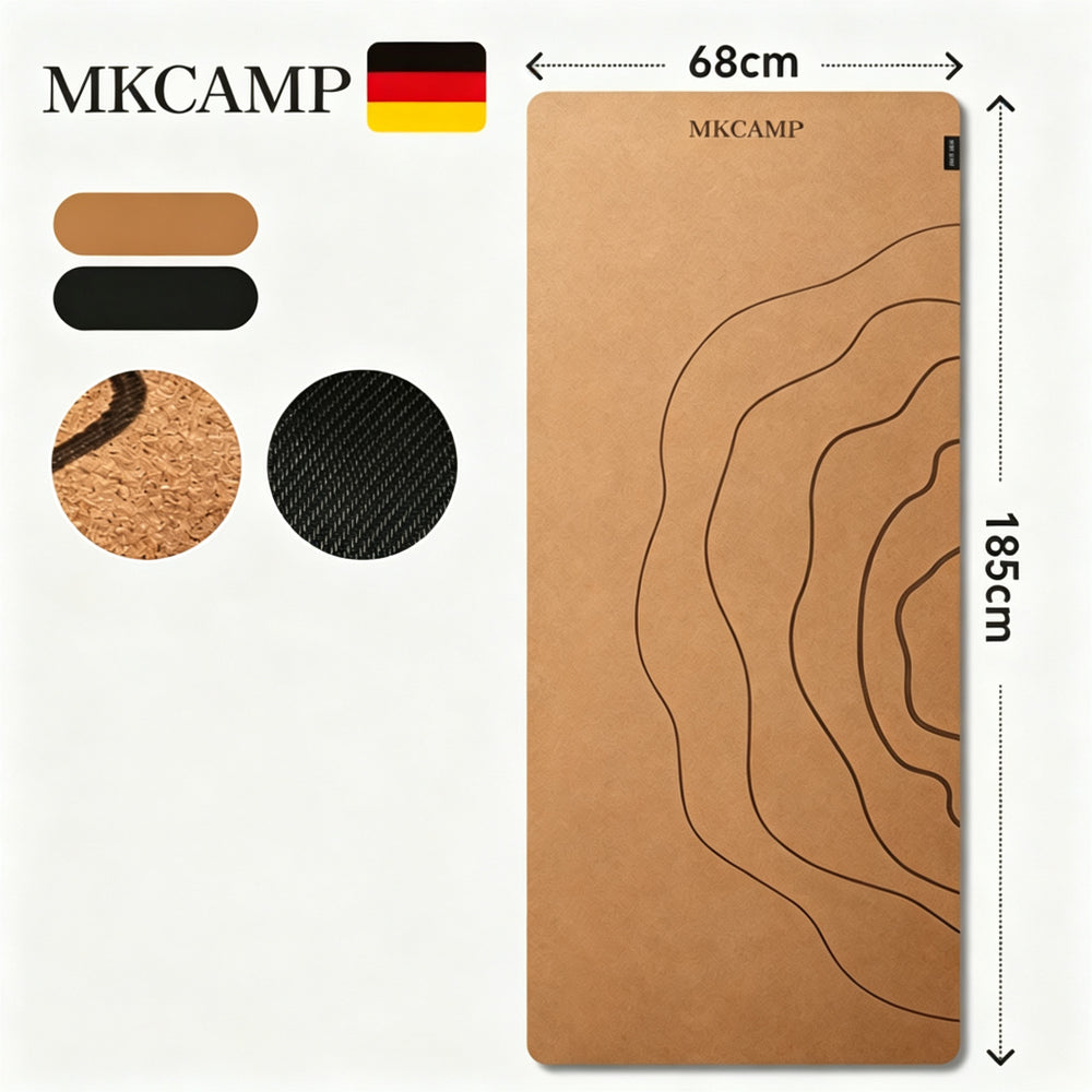 MKCAMP Cork Yoga Mat Non-Slip Exercise Fitness Pad