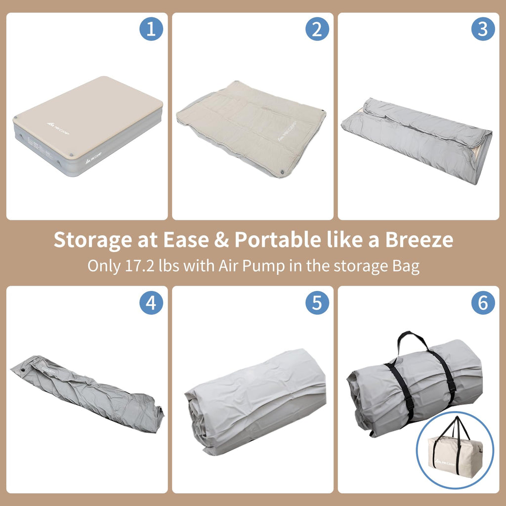 MKCAMP Comfortable Inflatable Double Layer Air Mattress Cloud Bed